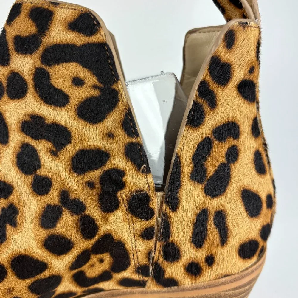 Sole Society Leopard Print Haircalf Bootie – Chic Pointed Toe, Size 8M